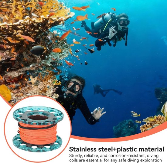 Duikspoel met vingerspoel, 30 m duurzaam plastic snorkelduikvingerspoel met duiker Onderwateraccessoire(Blauw) — afbeelding 4