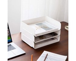 Stapelbare A4-dienbladen - 3 lagen dossierrek voor op kantoor - opgeruimde papierorganizer - documenten - HKeeper
