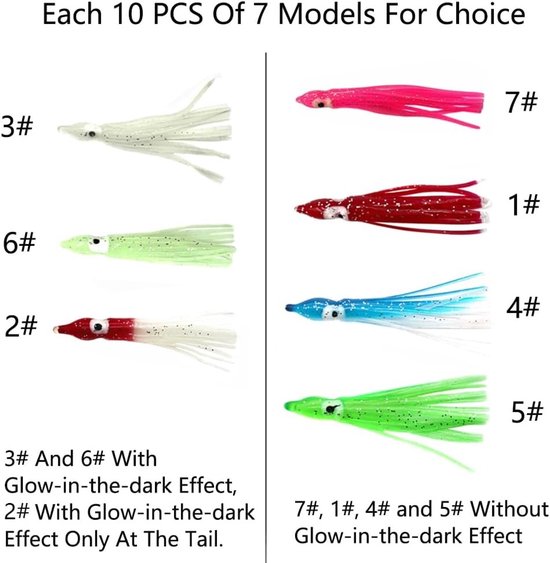 Octopus Drag Bait 9cm - 10 Stuks Zachte Rubber Squid voor Zoet- en Zoutwater, Perfect voor Baars en Forel — afbeelding 5