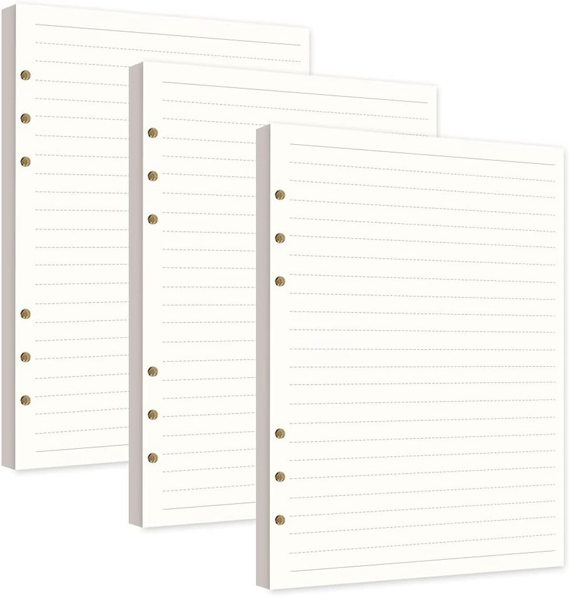 A5 Horizontaal Lijnpapier Navullingen voor Notitieboek en Journal - 240 Vellen, 6 Gaten, Perfect voor Schetsen en Schilderen - 3 Pak