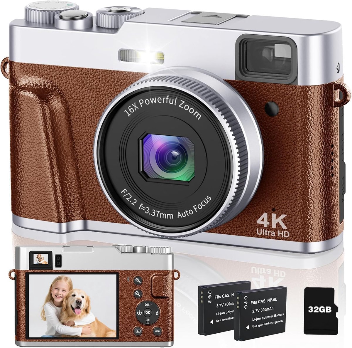 4K digitale camera 48MP - optische zoeker - 16x digitale zoom - helder beeld bij elk licht - ShopVlot