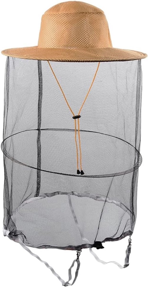 Beekeeper Hoofdbedekking met Net - Ideaal voor Bijenhouden, Insectenbescherming en Buitenactiviteiten, Khaki, Maat L
