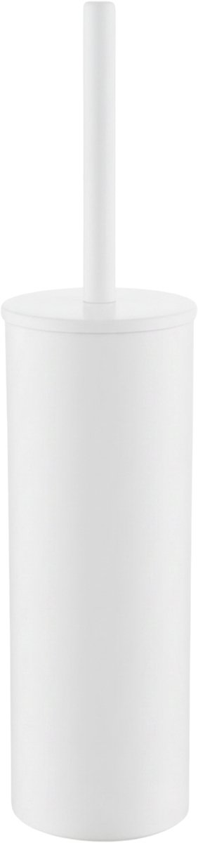 Toiletborstel Met Houder - Vrijstaand - Wit - WC Borstel Met Houder - Uitneembare emmer - Mat wit - RVS