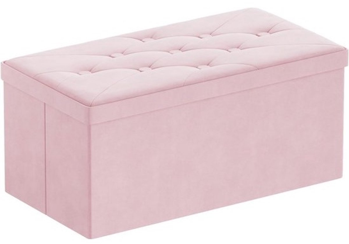 Opvouwbare Fluwelen Zitbank en Opbergdoos voor Binnen - Multifunctioneel en Ruimtebesparend - 80 x 40 x 40 cm - Roze