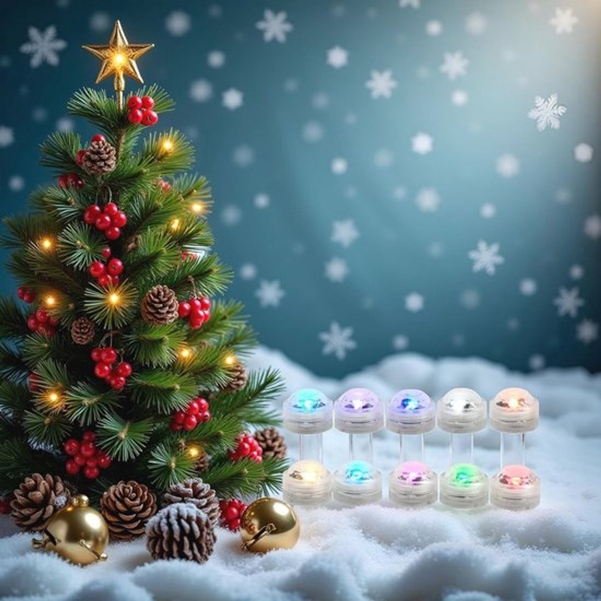 LED Theelicht met Afstandsbediening - RGB Onderwaterverlichting - Vlamloos Meerkleurig Licht - Superhelder en Compact 3 cm
