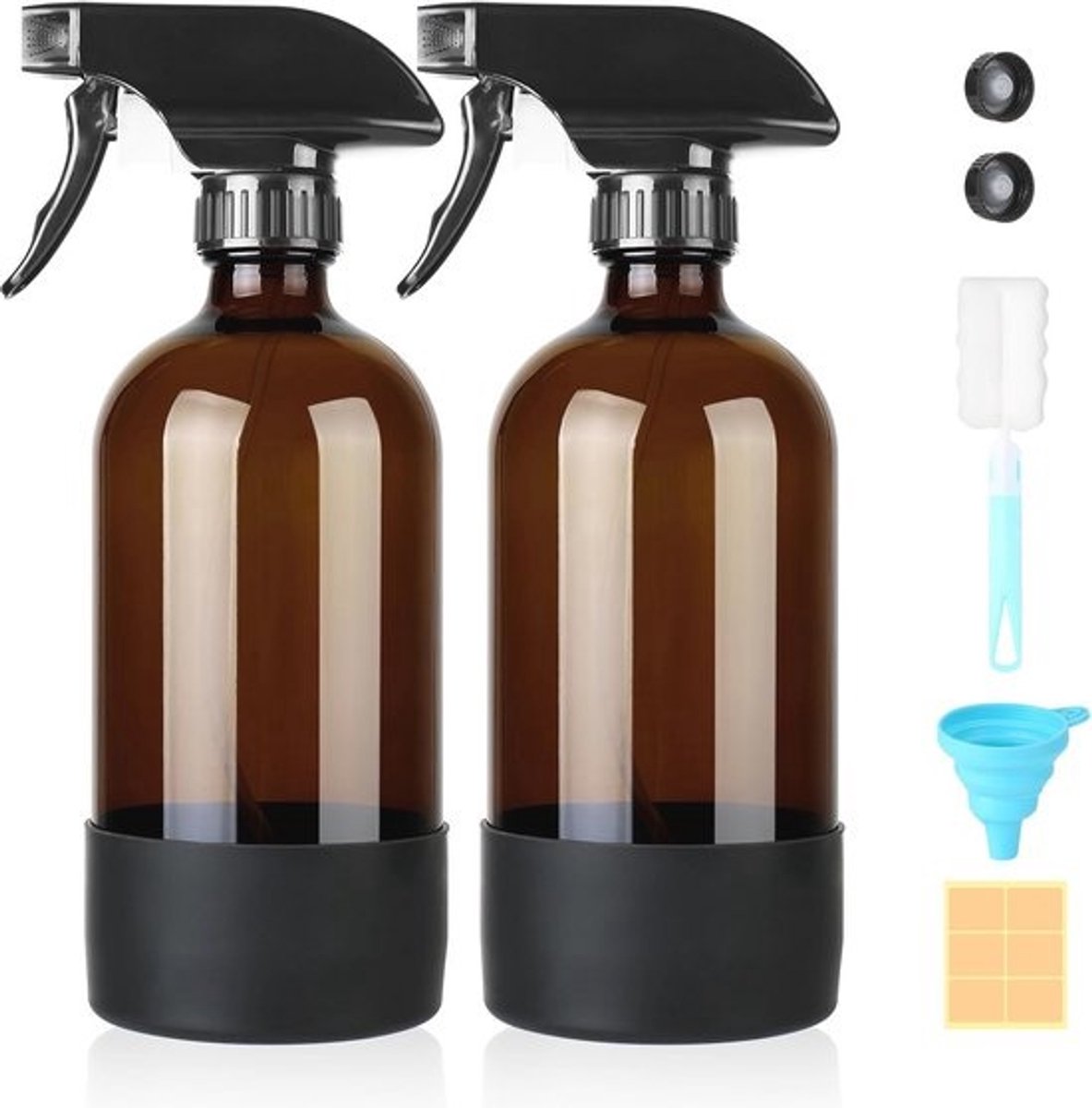 Amberkleurige Glazen Spuitflessen 480ml - Set van 2 Stuks voor Reiniging en Tuinieren