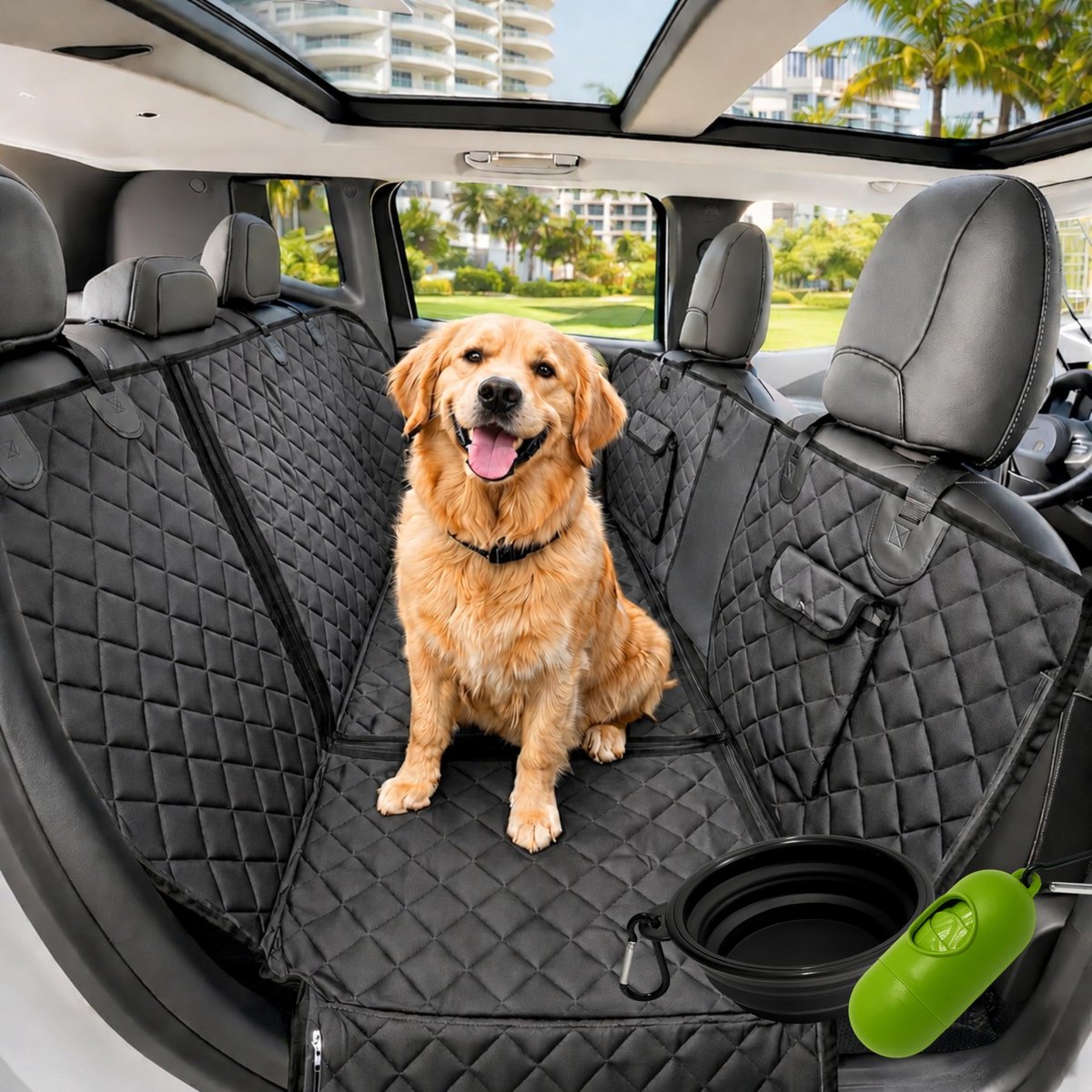 Hondendeken auto achterbank 6-in-1 - waterdichte Oxford 600D - gaasvenster en zijbescherming - ideaal voor SUV en sedan - ShopVlot