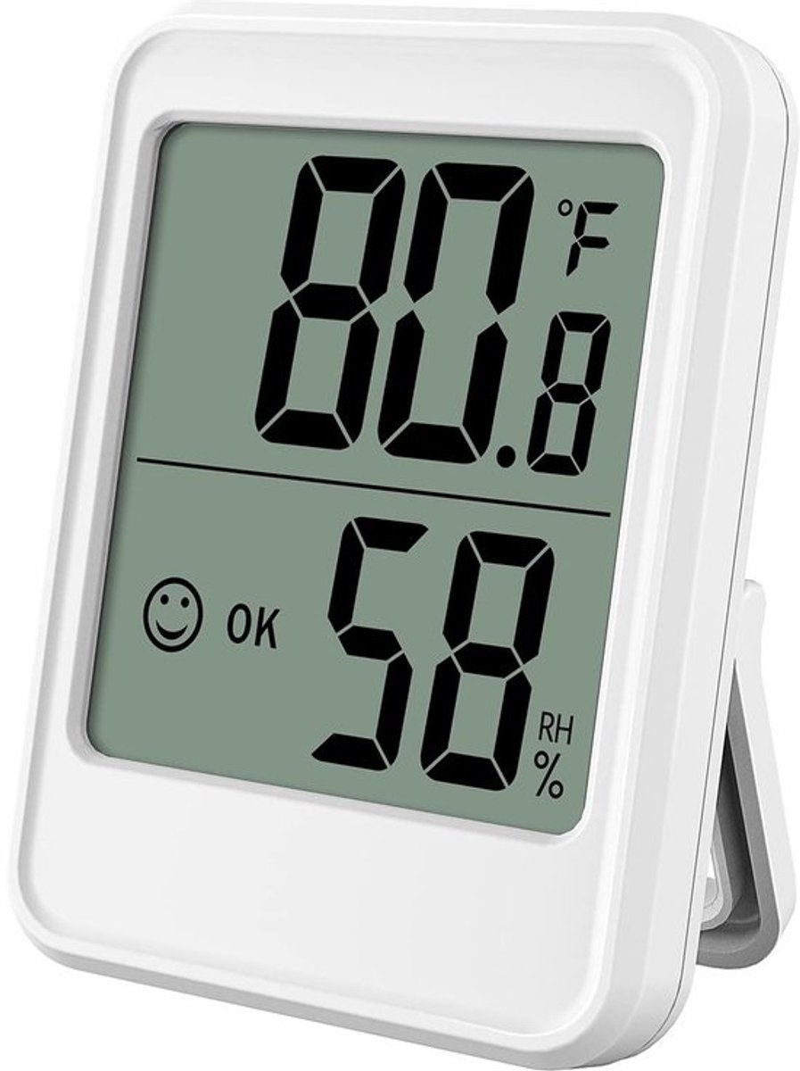 Binnen Hygrometer Thermometer - Temperatuur Vochtigheid - Woonklimaat Monitoren - Groot Display Smiley - 9.5 x 6.5 x 3.2 cm