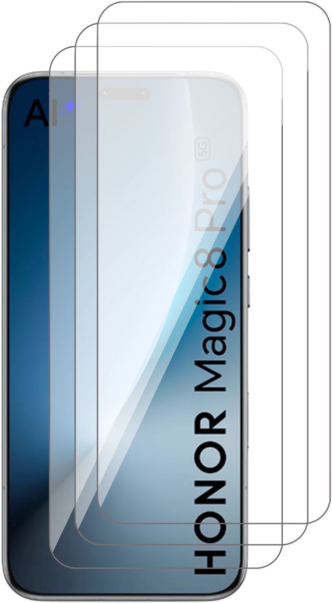 Screenprotector geschikt voor Honor Magic 8 Pro – 3 Stuks – UltraClear Gehard Glas – Case Friendly – 9H Krasbestendig