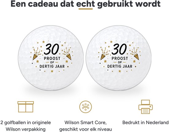 Wilson Golfballen 30 Jaar - Verjaardag Golf Cadeau - 2 stuks - Golfbal met Opdruk van Wilson — afbeelding 3