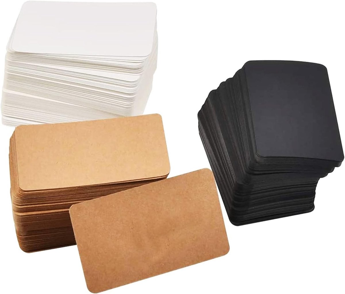 300 Stuks Lege Berichtkaarten, Witte en Kraft Papier Kaarten voor School en Kantoor, Creatieve Notitiekaarten