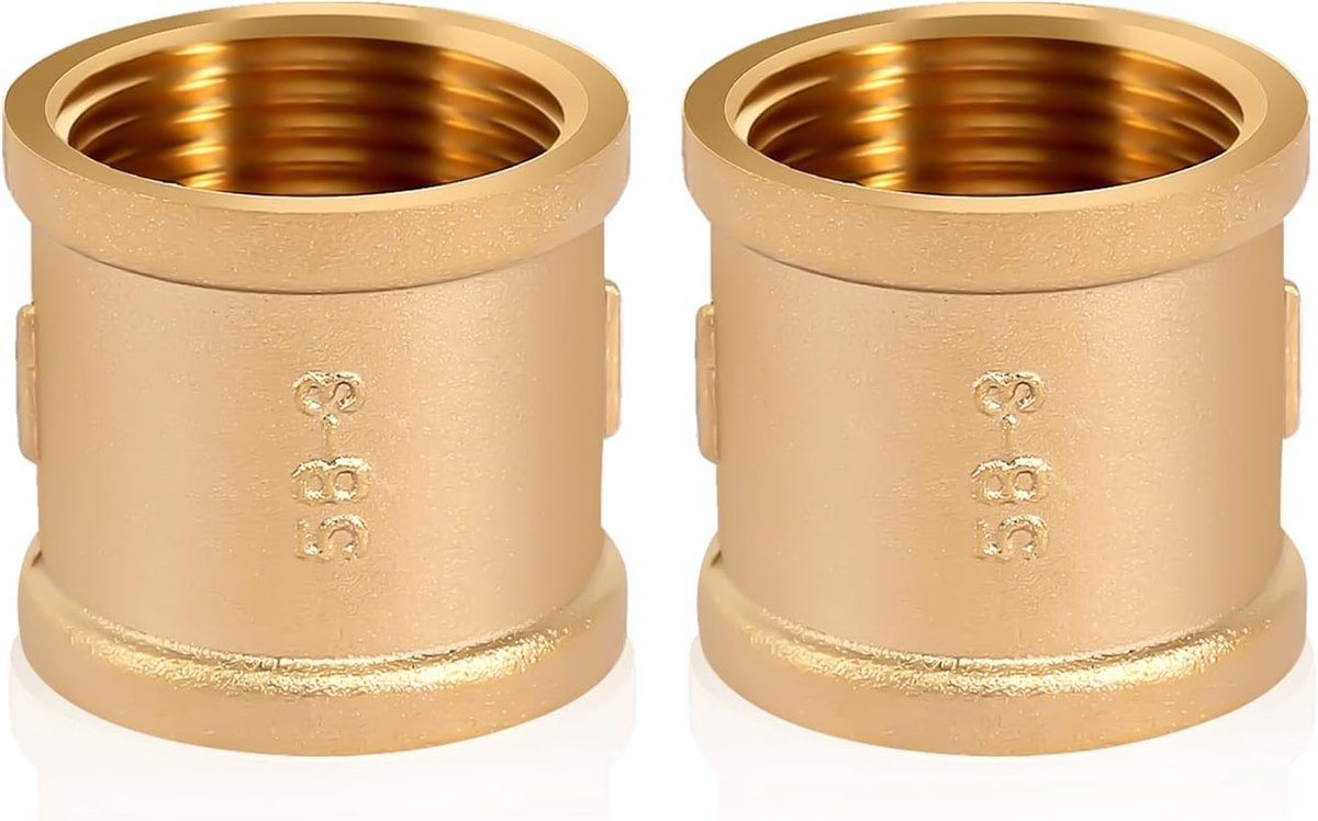 Dubbele verbindingnippel 1 inch IG/IG messing, 2 stuks, vrouwelijke draadadapter voor pijpverbindingen, duurzaam en betrouwbaar