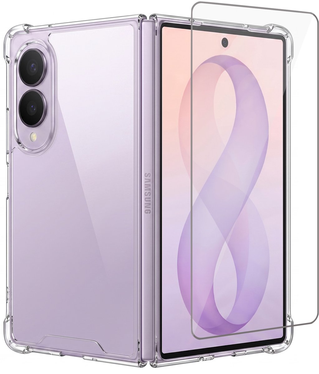 Hoesje geschikt voor Samsung Galaxy Z Fold 8 – CrystalClear Back Cover – Schokbestendig – Met Screenprotector Glas