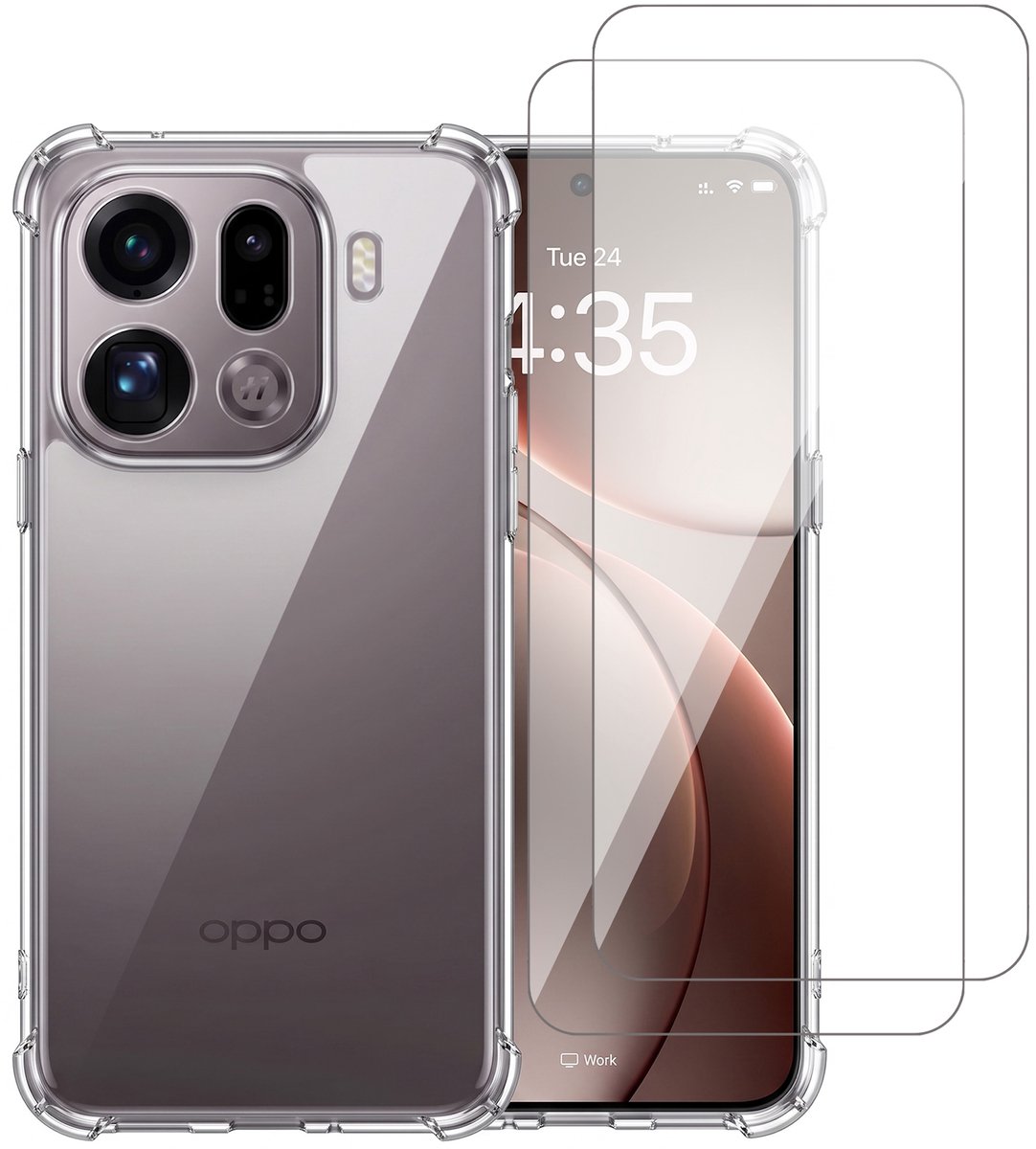 Hoesje geschikt voor Oppo Find X9 Pro – CrystalClear Back Cover – Schokbestendig – 2 Stuks Screenprotector Glas