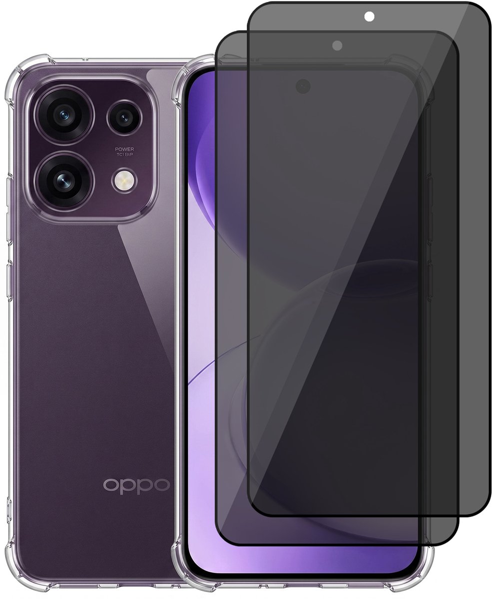 Hoesje geschikt voor Oppo Reno 16 / 16 Pro 5G – CrystalClear Back Cover – Schokbestendig – 2 Stuks Privacy Screenprotector Full Cover