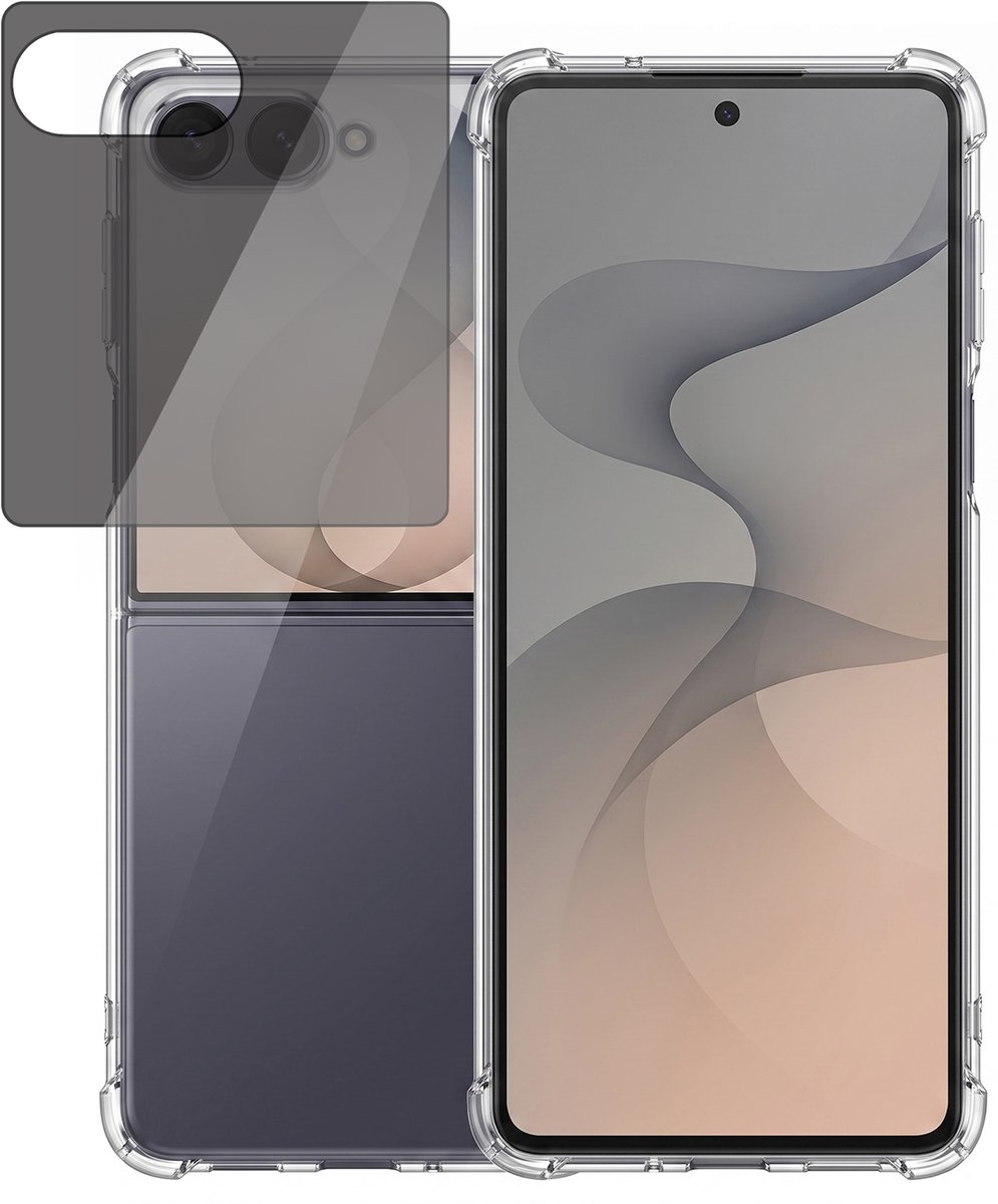 Hoesje geschikt voor Samsung Galaxy Z Flip 8 / Flip 7 – CrystalClear Back Cover – Schokbestendig – Privacy Screenprotector Full Cover