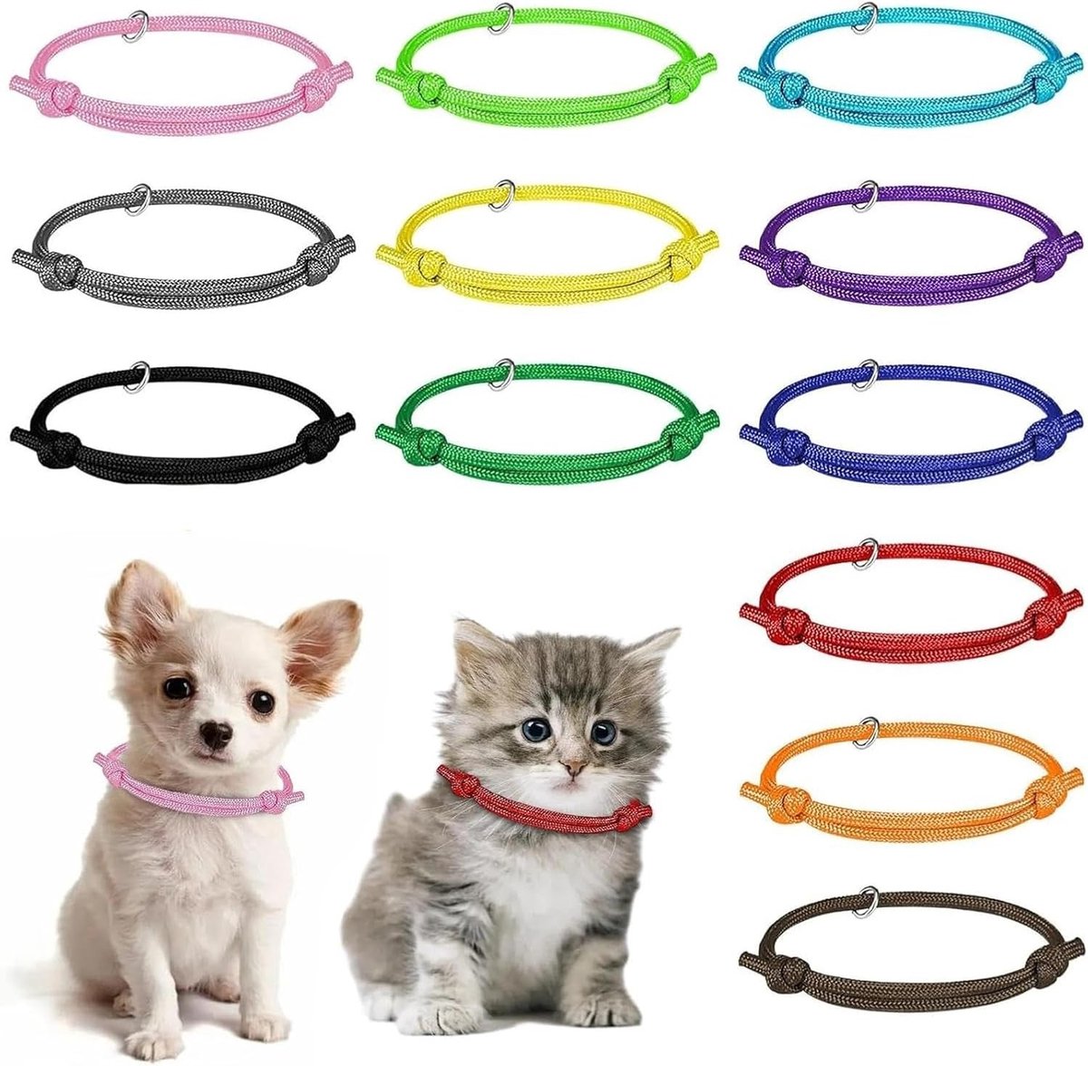 12 Stuks Verstelbare Puppy ID Halsbanden van Zacht Nylon, Veiligheidsgesp, Whelping Halsbanden voor Nieuwe Puppy’s en Katten, Ideaal voor Identificatie en Training