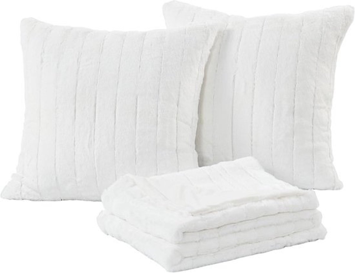 3-delige sierkussenset konijn nepbont - Super zacht en comfortabel - Accent kussens 50x60 cm