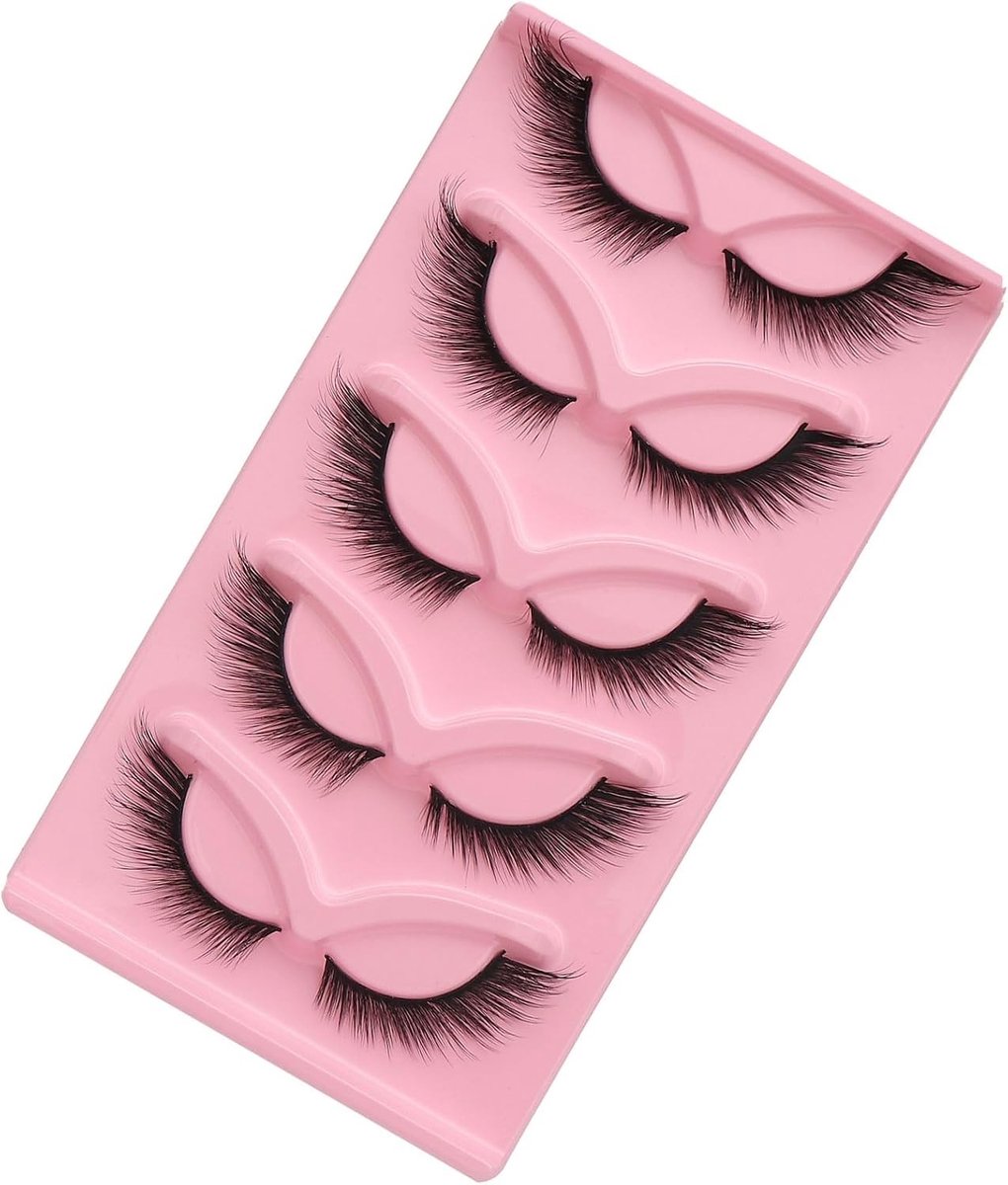 Fluffy Fox Eye Wimpers voor een Sexy Cat Eye Look - Zachte Winged Angel Nepwimpers, Lichtgewicht en Wispy (5 Paar)