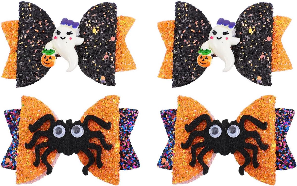 4stuks Delige Halloween Haarstrik Voor Duurzame Kleurrijke Haaraccessoires Voor Feesten Costumes Rolspellen Perfecte Hoofdband Voor Halloween Verjaardagen