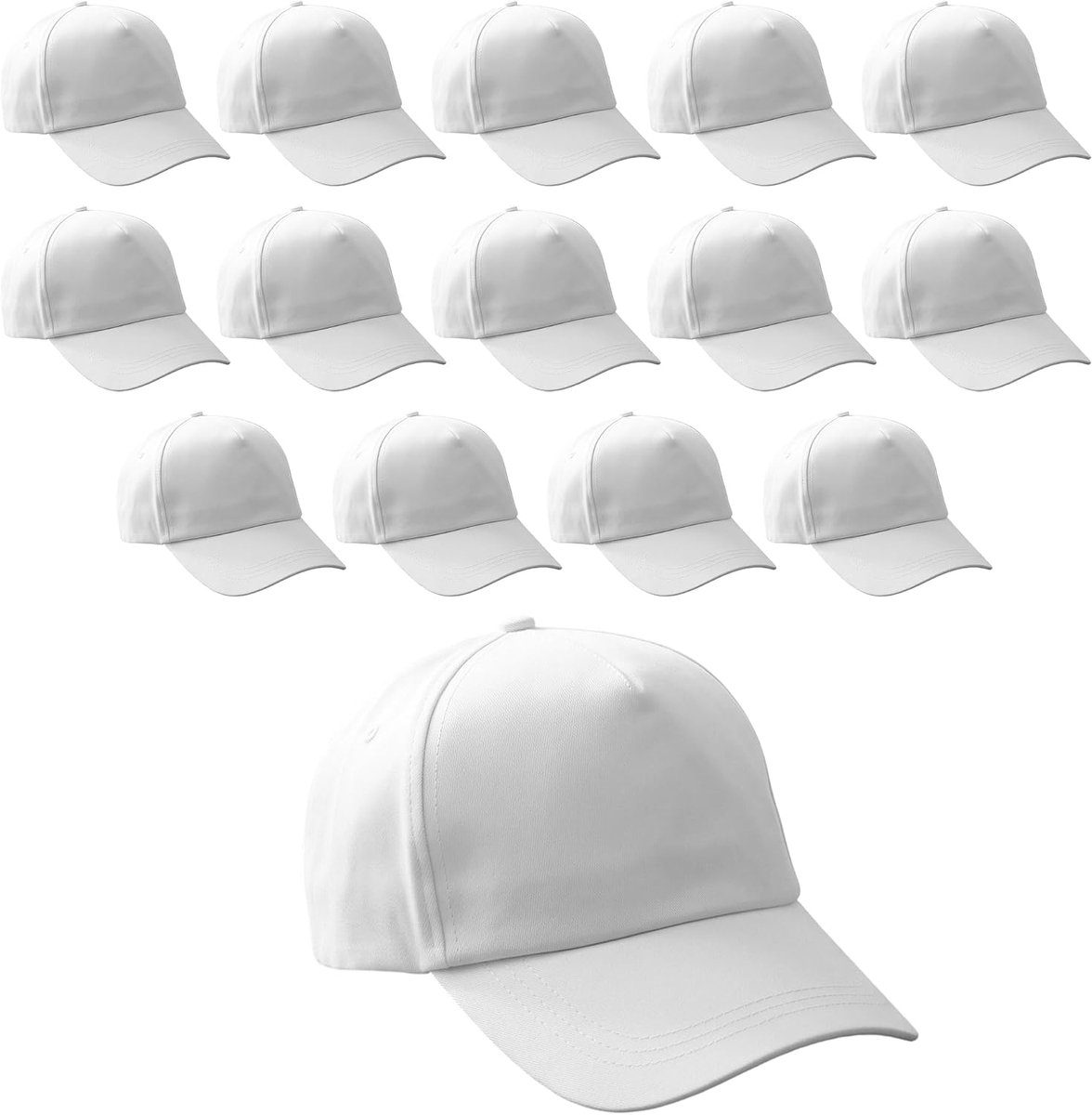 15 stuks witte pet om te beschilderen, doe-het-zelf pet zelf vormgeven, 58-62 cm polyester-katoen, uniseks