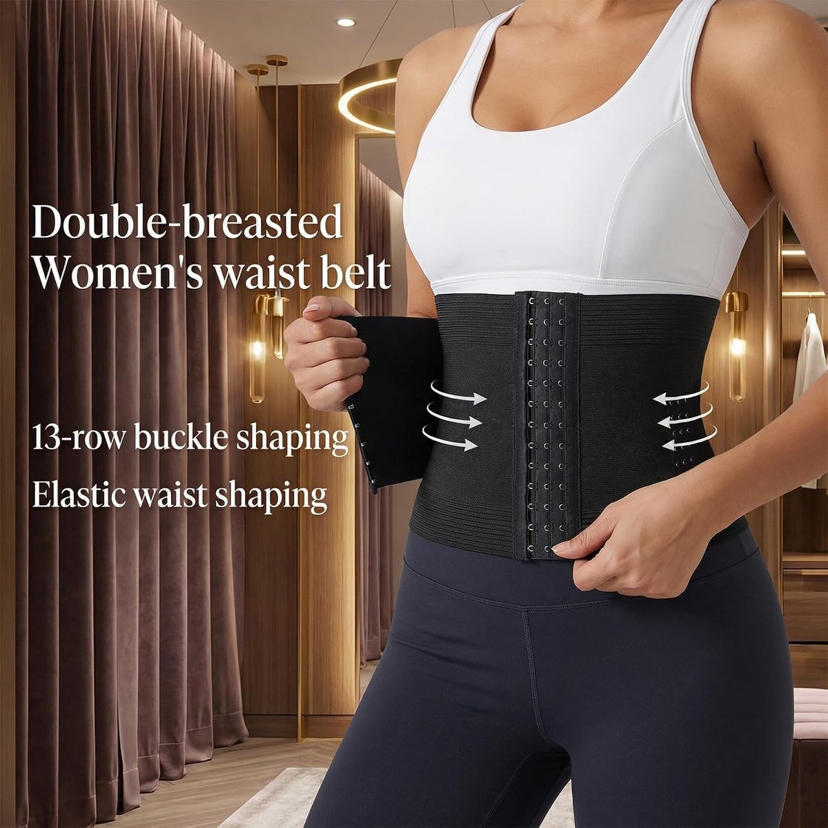 Fitnessriem, verstelbaar, korset voor dames, tailletrainer, buikwegriem, verstelbare taille met geheugenzacht steundesign, voor fitness, training, postpartum, buiksteun, L