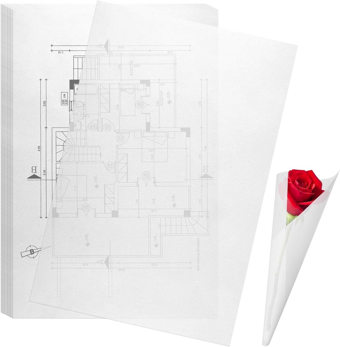 Transparant papier A4, 100 vellen, 73 g/m², geschikt voor printen, tekenen en schetsen, ideaal voor knutselen en verpakking