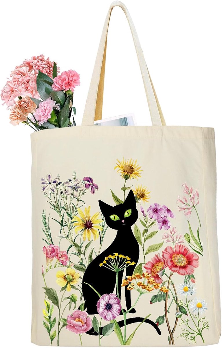Tas bedrukt canvas tote bag esthetische boodschappentas stoffen tas 35 x 42 x 8 cm - dames draagtas geschenken voor vrouwen vriend mama, verjaardag, Moederdag
