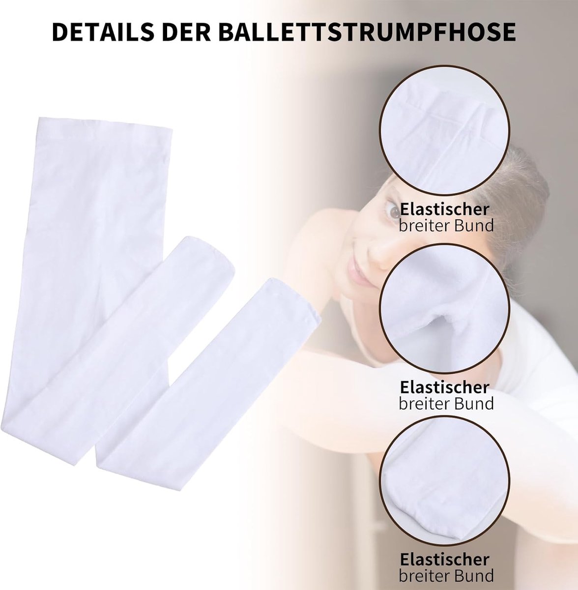 3 paar panty voor meisjes, 60D ondoorzichtige balletpanty voor kinderen, elastische fijne panty voor meisjes, comfortabele meisjespanty