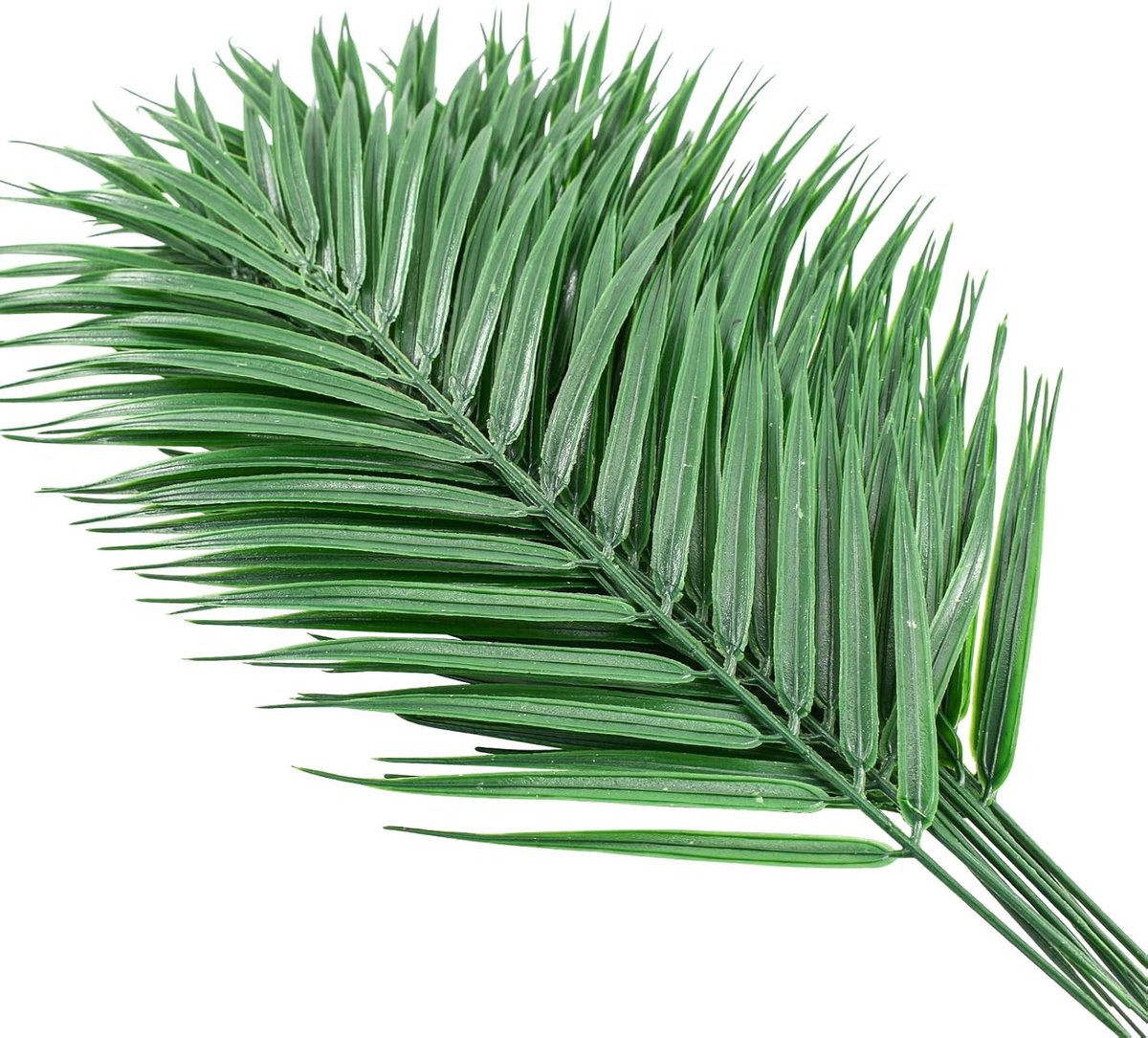12 stuks kunstmatige palmbladeren tropische palmbladeren groen faux palmbladeren voor palmzondag jungle Hawaiiaanse Luau feesttafel bruiloft verjaardag woondecoratie