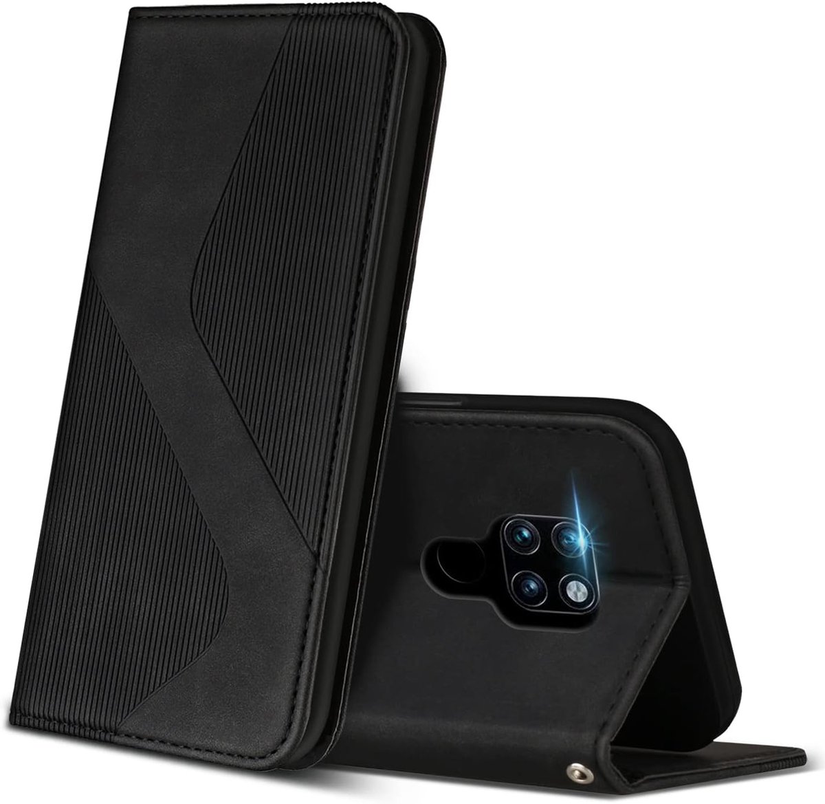 Hoesje voor Huawei Mate 20, PU Kunstleer Bookcase Telefoonhoesjes met [Kaartsleuven] [Stand], Flip Case Beschermhoesje voor Huawei Mate 20 (Zwart)