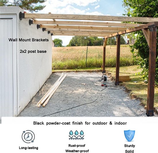 2 stuks 2 x 2 vierkante Fence Pole Flange Base Pergola Post Base Brackets Kit, Heavy Duty Black Wandmontage Postanker voor Deck Railing Postbox — afbeelding 4