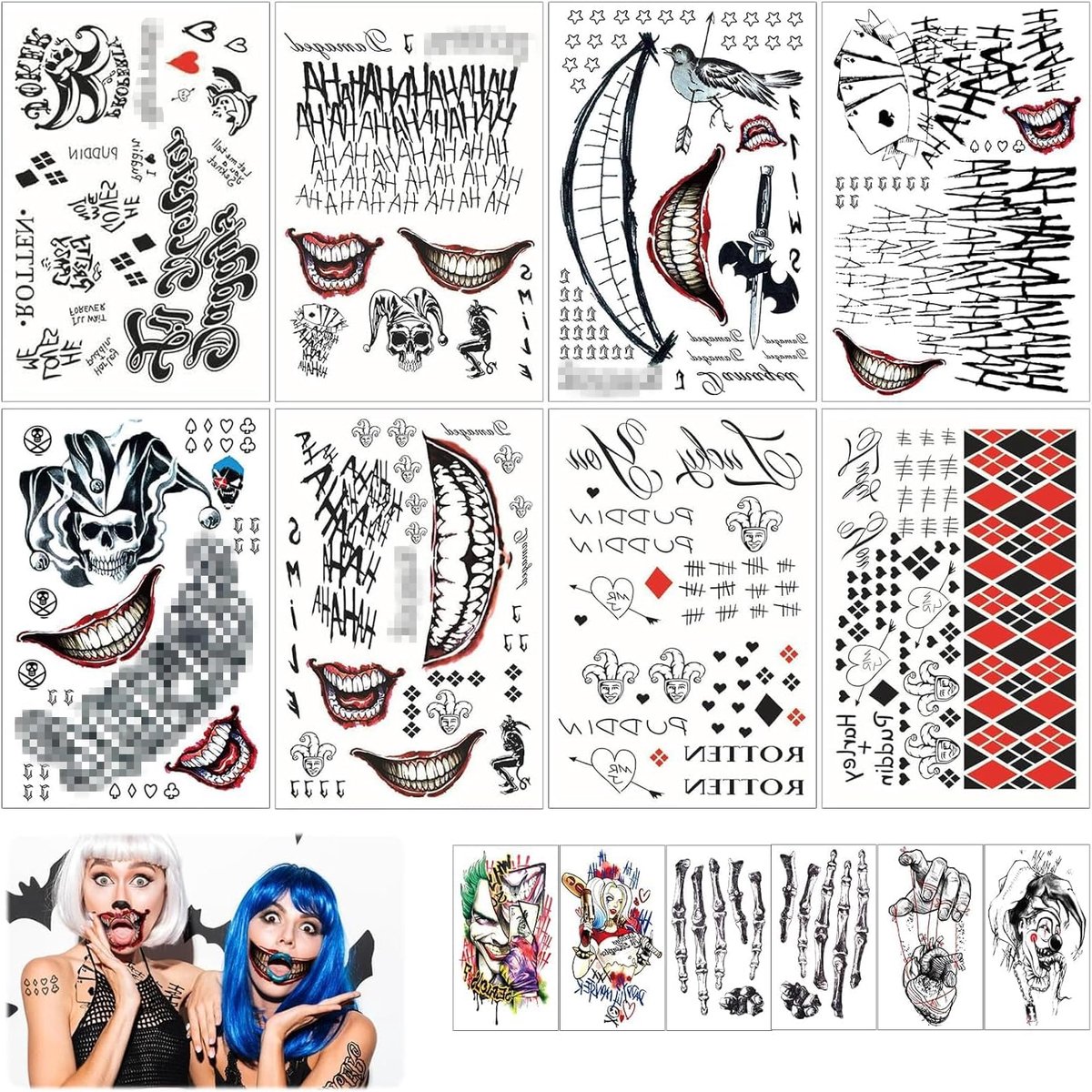 Tijdelijke tatoeages, tattoos, tatoeages, tatoeages, voor dames en heren, make-up, voor carnaval, party, cosplay