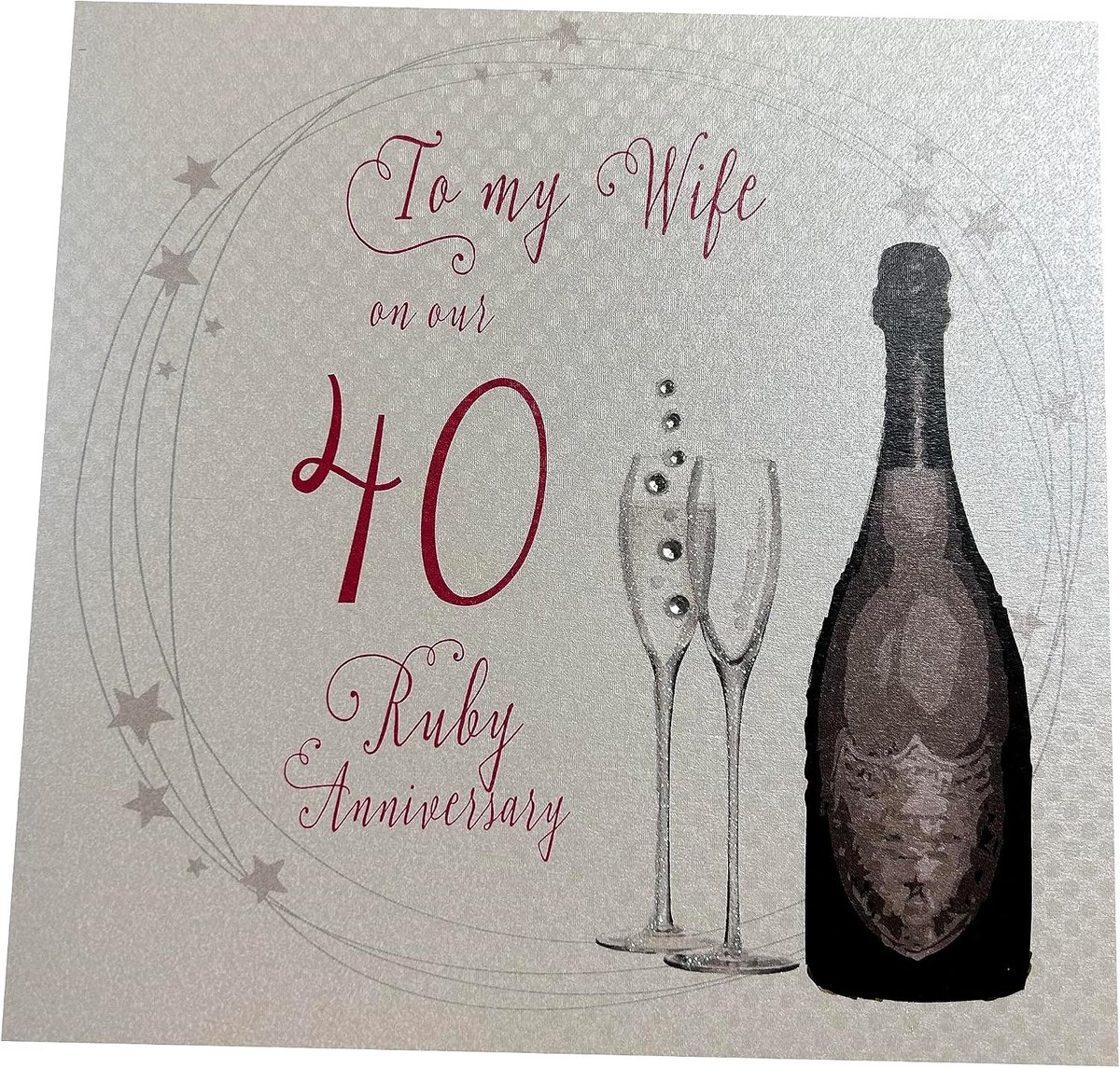 Katoen Kaarten A40W "Aan Mijn Vrouw Op Onze Ruby Verjaardag 40" Handgemaakte 40Th Verjaardagskaart