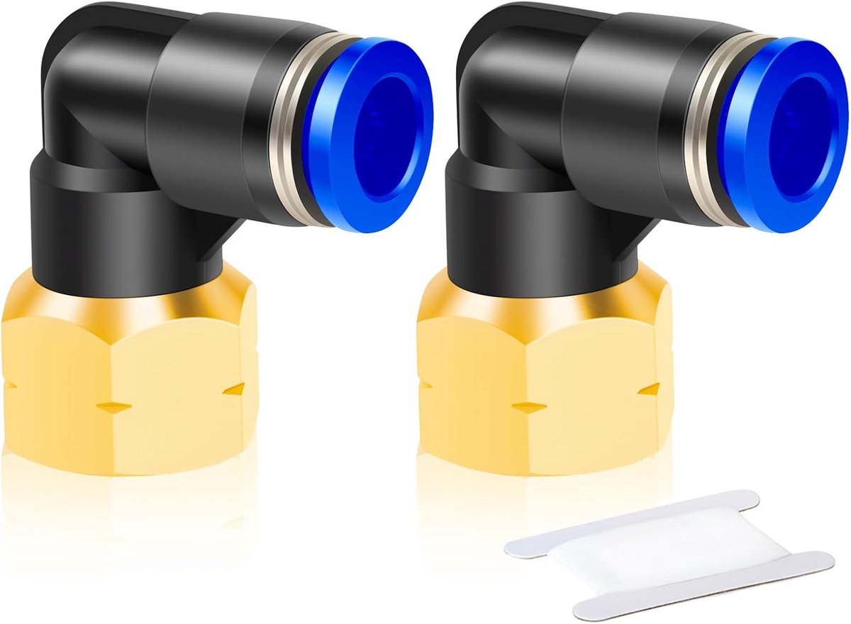 2 stuks 6mm buis OD x 1/8 BSP vrouwelijke elleboog Push To Connect Fittings, Pneumatische Unie Pipe Tube Fitting (PLF6-01)