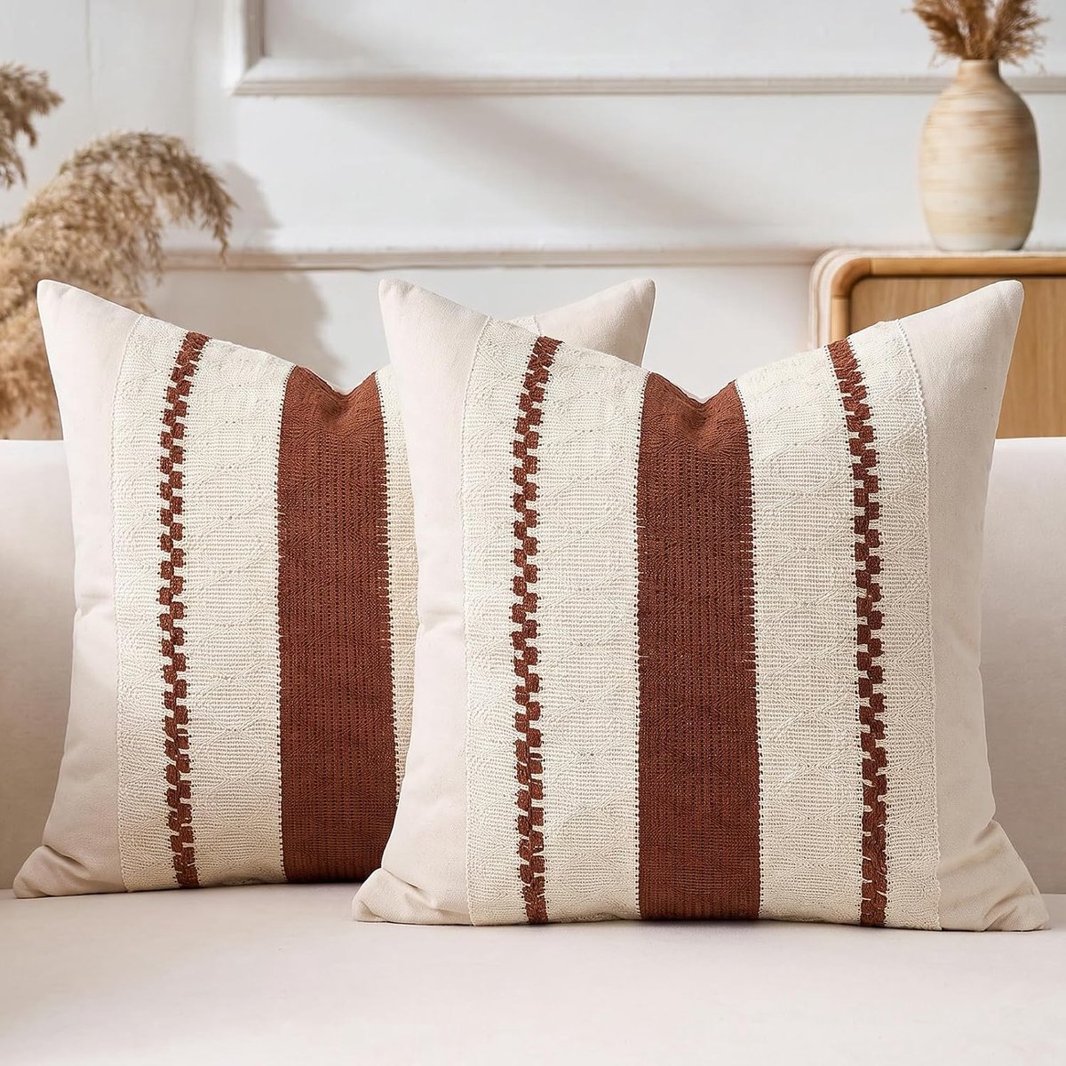 Kussensloop Boho roestrood 50x50 set van 2