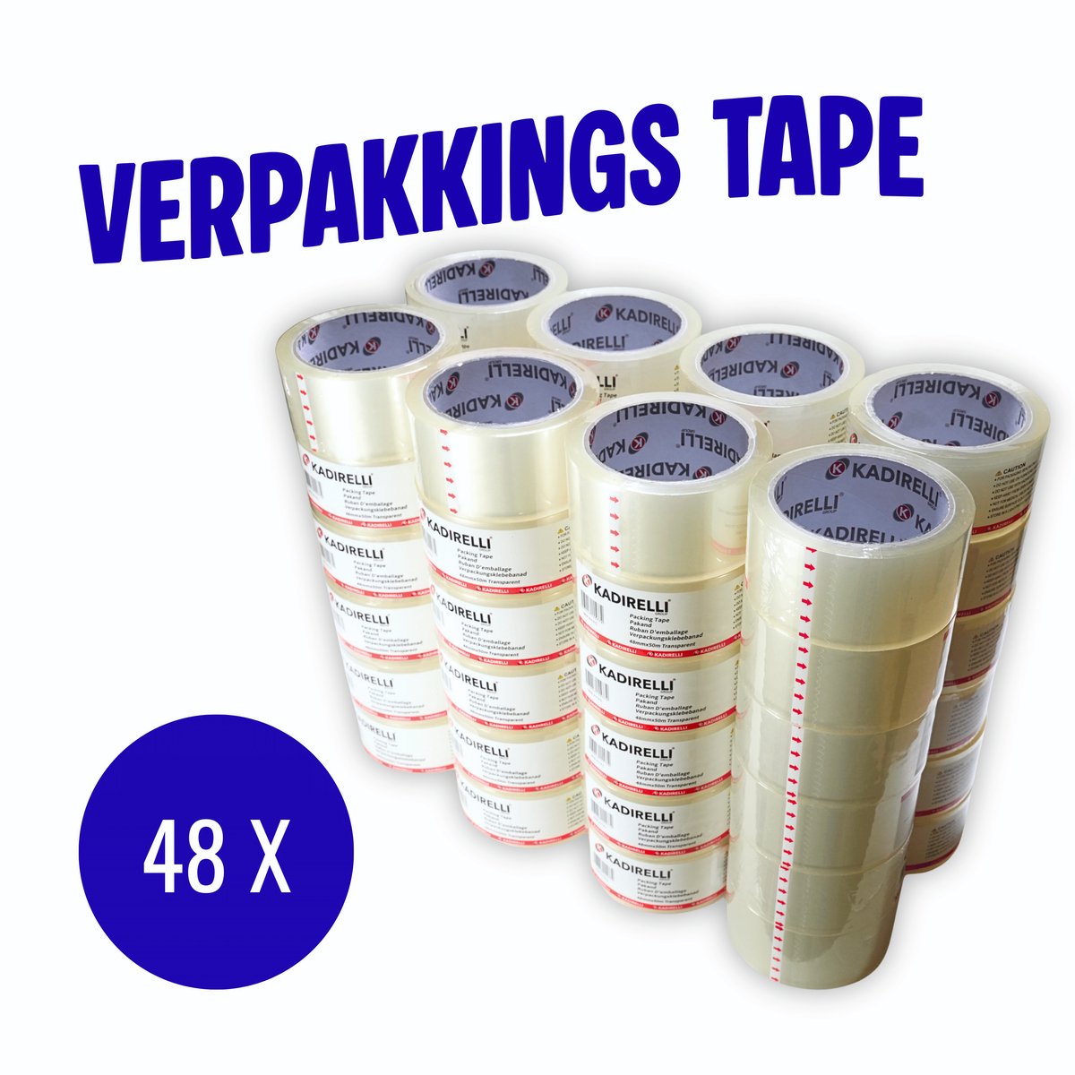 Verpakkingstape Transparant 48mm x 50m - 48 Rollen - Tape voor Dozen en Verhuizen