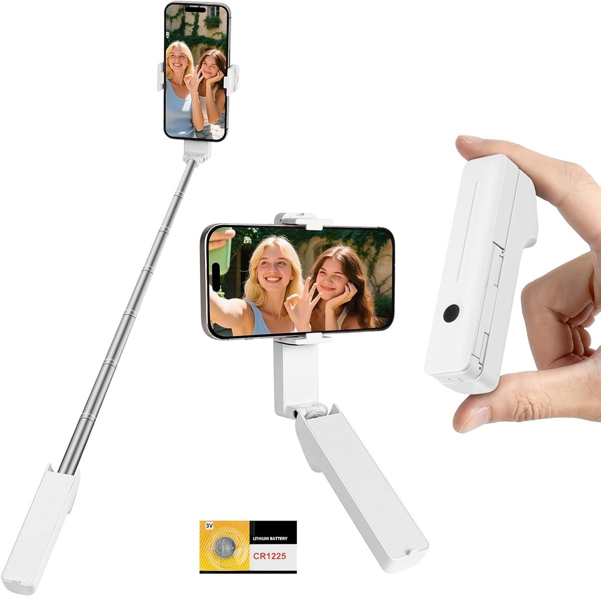 Verlengbare Mini Selfie Stick voor iPhone en Android tot 7 inch voor Vloggen, Reizen en Live Streaming