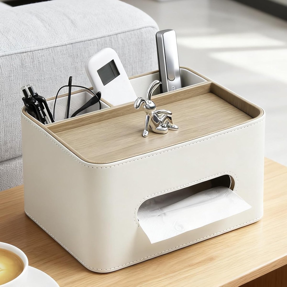 Cosmetische Handdoekdoos met 2 Compartimenten, Organizer voor Bureau, Badkamer en Kantooraccessoires
