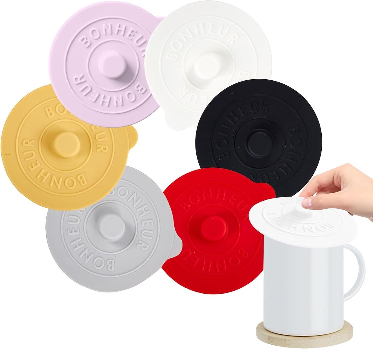 Set van 6 Herbruikbare Siliconen Deksel voor Drinkbekers, Anti-Stof, Geschikt voor Koffie, Thee en Bier