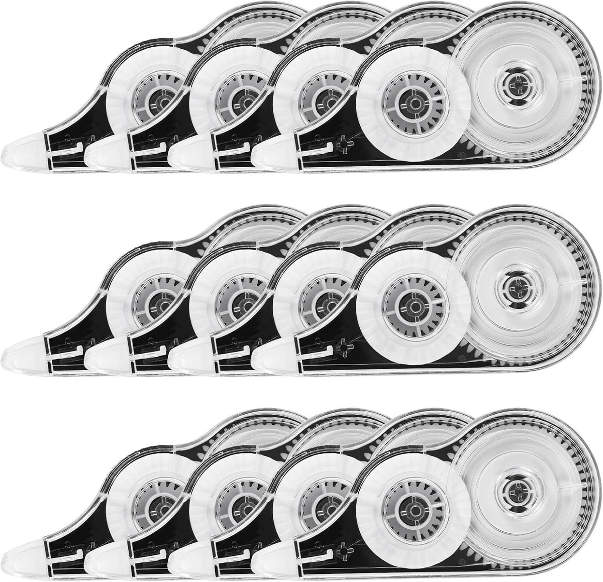 Set van 12 Correctiestiften, 12 m x 5 mm, Mini Corrector met Beschermkap voor Kinderen, Studenten en Kantoorgebruik, Zwart