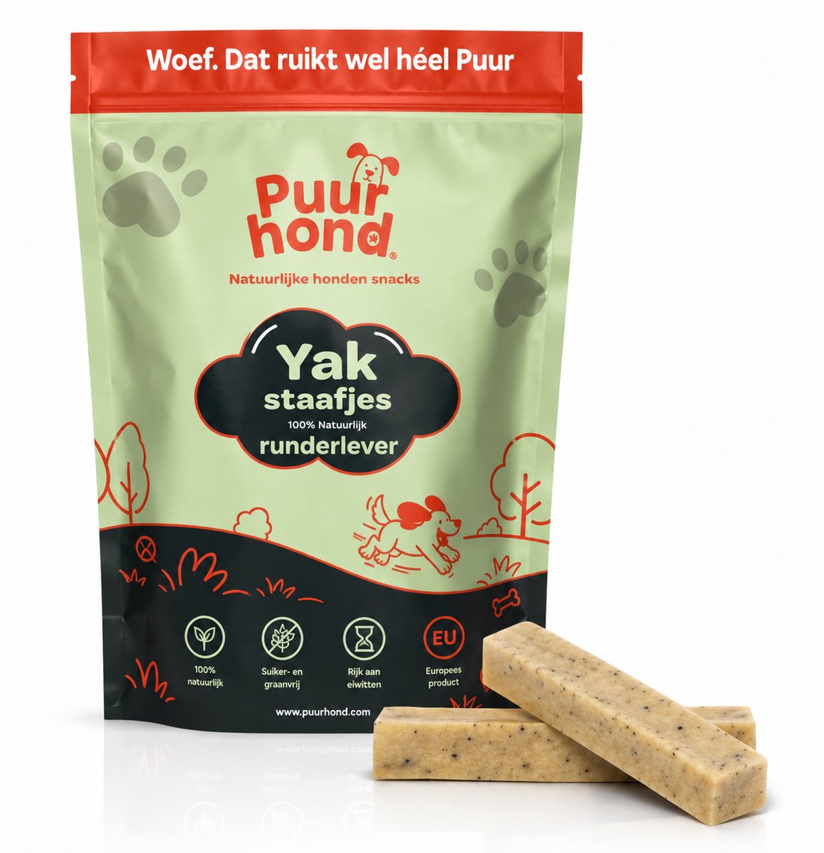 PuurHond – Hondensnacks – Yakstaafjes met Runderlever voor Honden – Natuurlijke Yak Kauwsnack – Langdurig Kauwplezier – Maat S – 5 Stuks