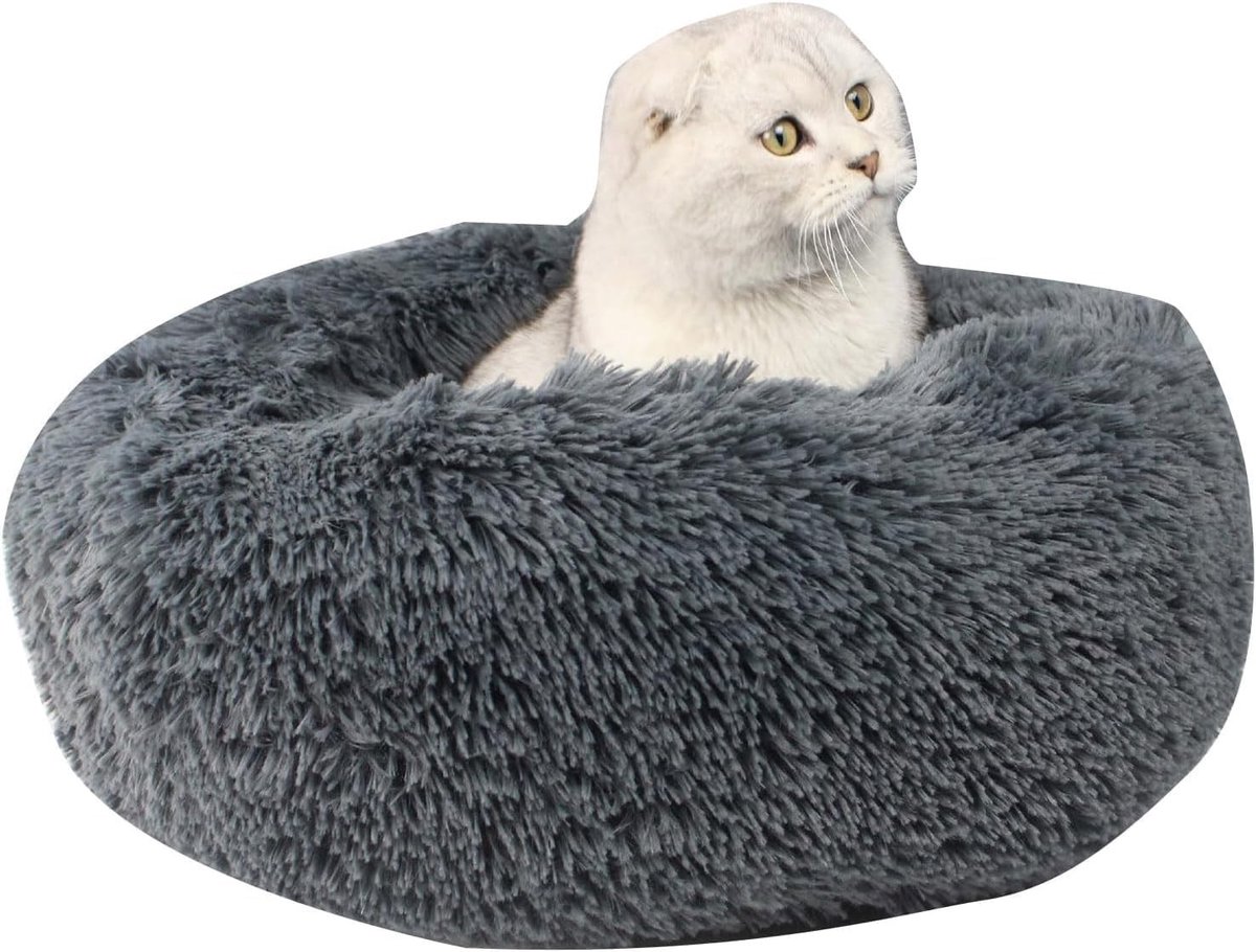 Donut Dierenbed voor Kleine Honden en Kittens, Zacht en Comfortabel, Geschikt voor Huisdieren tot 2kg, Diameter 40cm, Ideaal voor Binnengebruik
