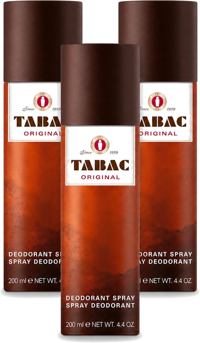 3 x Tabac Original - Deodorant Spray - Anti-transpirant - 200 ml - Bulkverpakking - 3 stuks