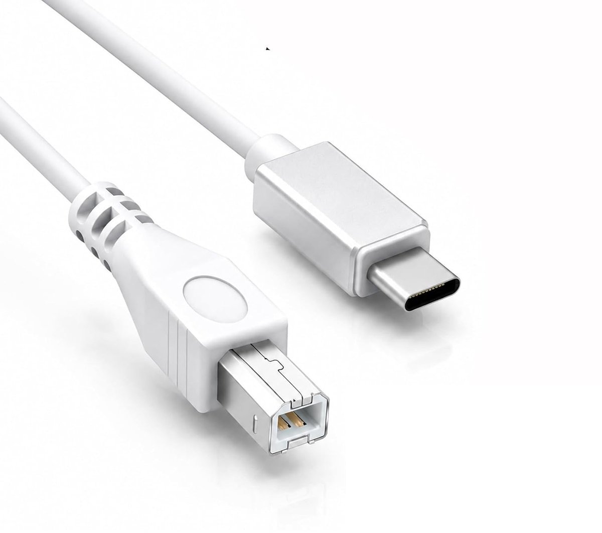 1 m, USB C naar USB B, USB midi-kabel, type C naar USB B-adapter, compatibel met Firewire Windows, macOS naar USB C voor toetsenbord, controller, audio-interface (wit)