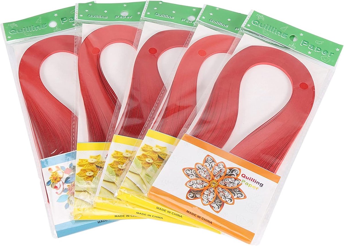 Quilling Kit met 600 Strepen, 3 mm Breedte, Pure Kleur Origami Papier voor DIY Papierkunst, Kaartontwerp, Rood