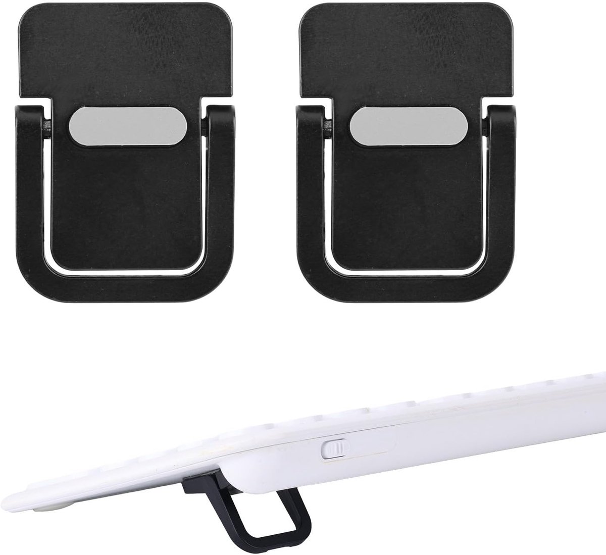 4St Mini Toetsenbord Verhoger, Zelfklevend Draagbaar Kleine Laptop Kantelstandaard Zinklegering Lifter Voetjes Opvouwbaar & Onzichtbaar Computer Notebook Houder voor Bureau (Zwart)