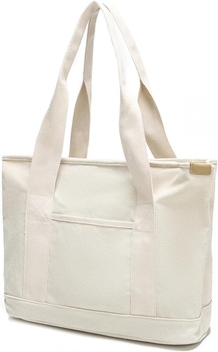 Zhongningyifeng Casual canvas boodschappentas voor dames met draaggreep bovenaan, grote capaciteit, boodschappentas voor werk, reizen