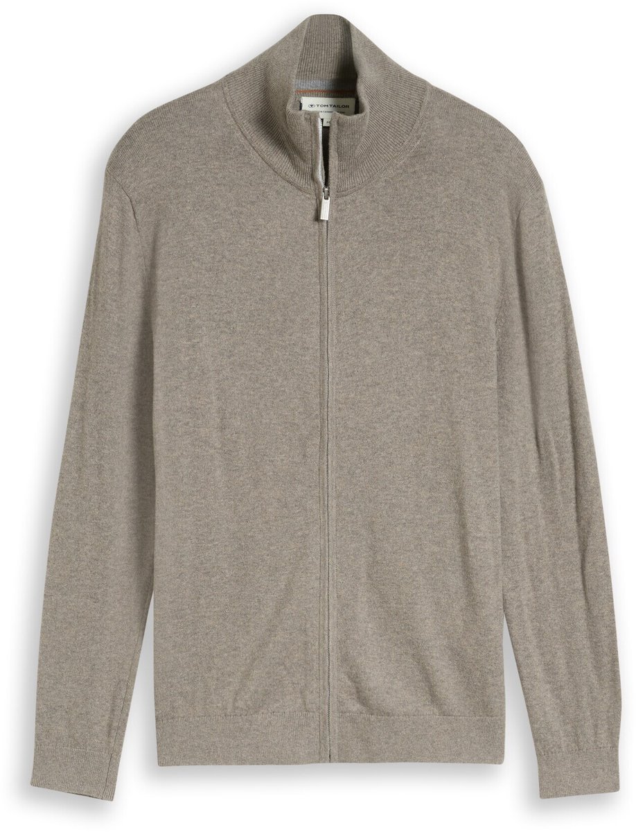 Tom Tailor - Gebreid vest met kasjmier - Maat XXXL - Driftwood Taupe Melangé