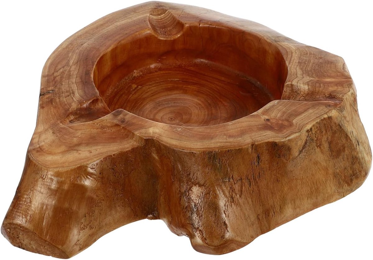 Asbak van hout, handgemaakt, met stabiele platte basis, decoratieve retro tafelasbak voor thuis, restaurant of kantoor, gemakkelijk schoon te maken, 21 x 17 x 4,5 cm
